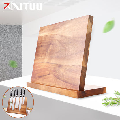 Acacia Magnetic Wood Knife Block Holder by HitMyNeed