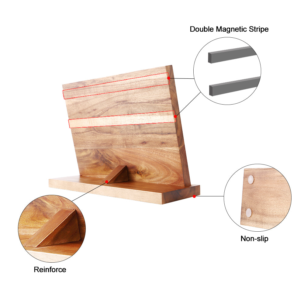 Acacia Magnetic Wood Knife Block Holder by HitMyNeed