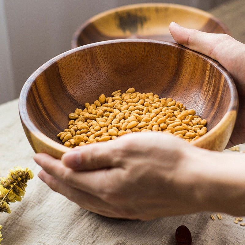 Acacia Wooden Serving Bowl Set by HitMyNeed