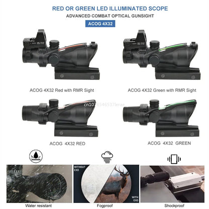 ACOG Style 4x32 Scope with RMR & Fiber Optic Reticle by HitMyNeed