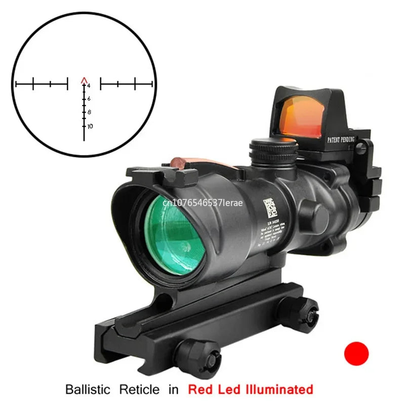 ACOG Style 4x32 Scope with RMR & Fiber Optic Reticle Red with RMR by HitMyNeed