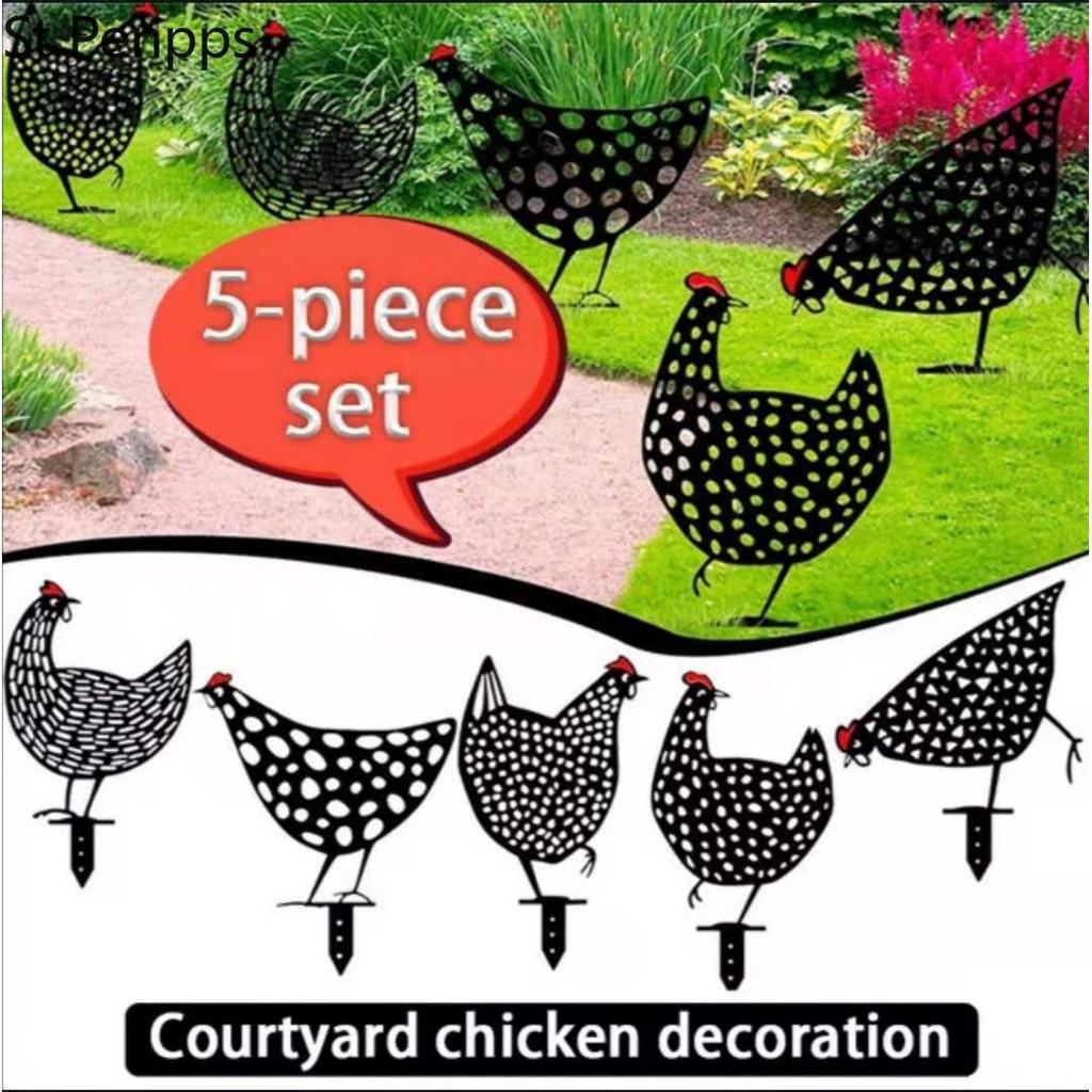 Acrylic Chicken Lawn Ornaments Set of 5 by HitMyNeed