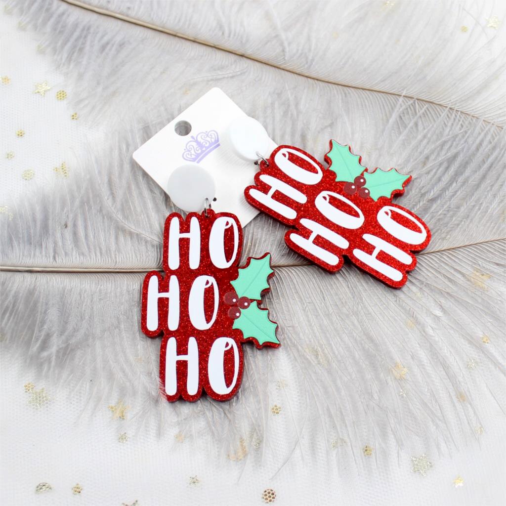 Acrylic Christmas Ho Ho Ho Dangle Earrings by HitMyNeed