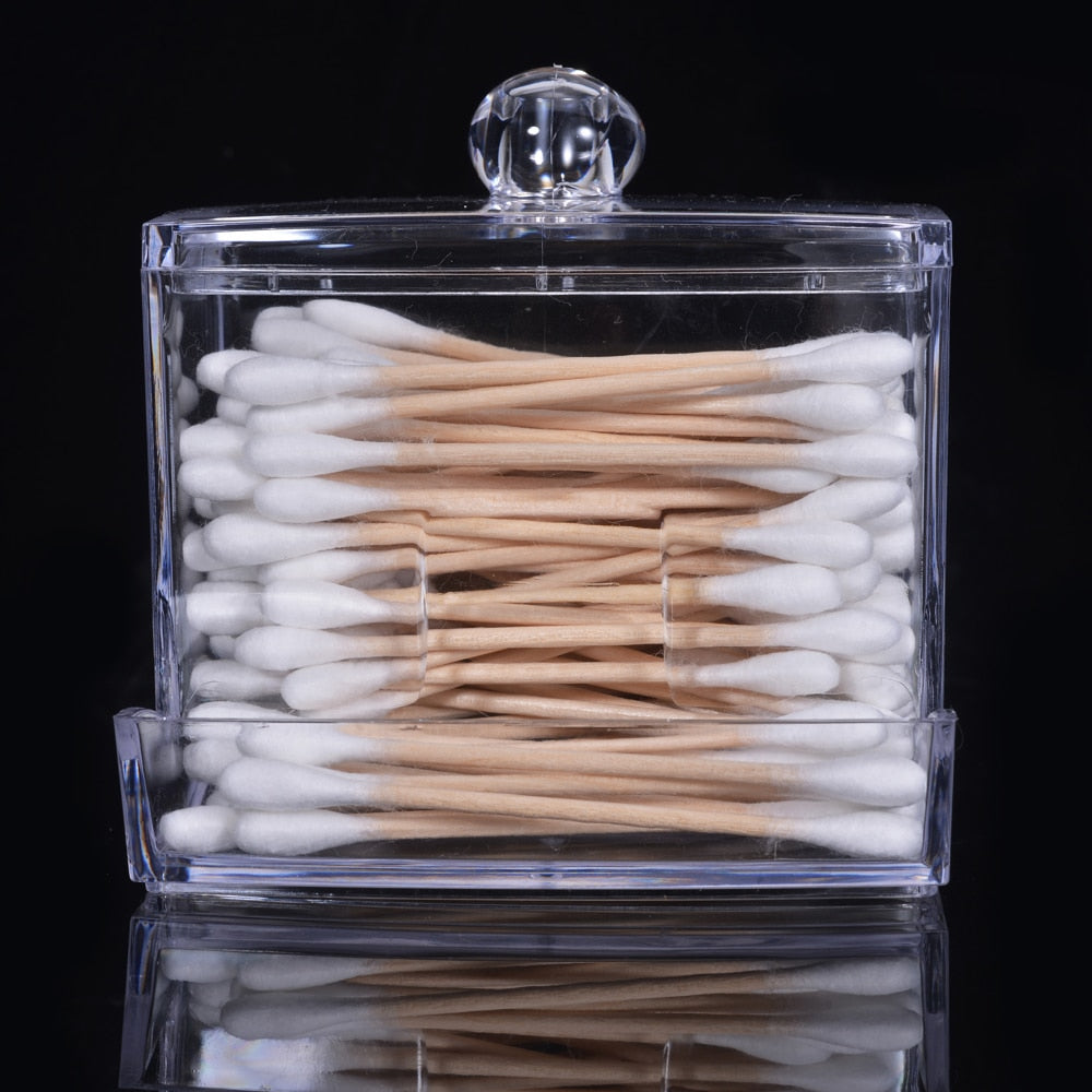 Acrylic Cotton Swab Holder with Lid by HitMyNeed