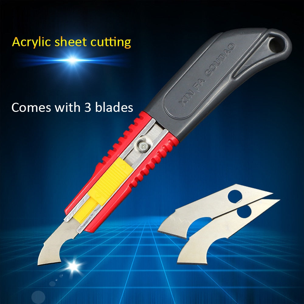 Acrylic Cutter with 3 Steel Replacement Blades by HitMyNeed
