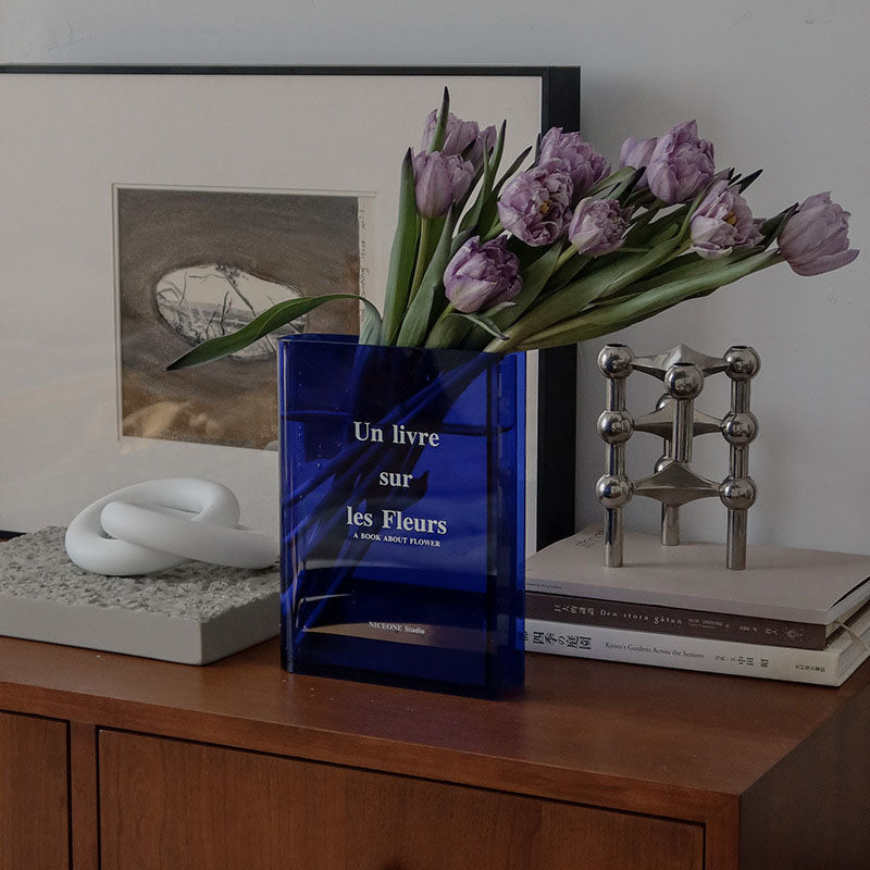 Acrylic Modern Book Vase for Home and Office Decor by HitMyNeed