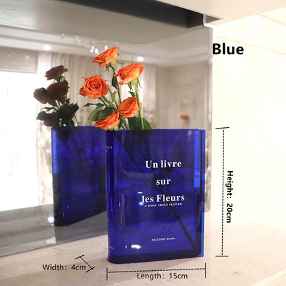 Acrylic Modern Book Vase for Home and Office Decor klein-blue by HitMyNeed