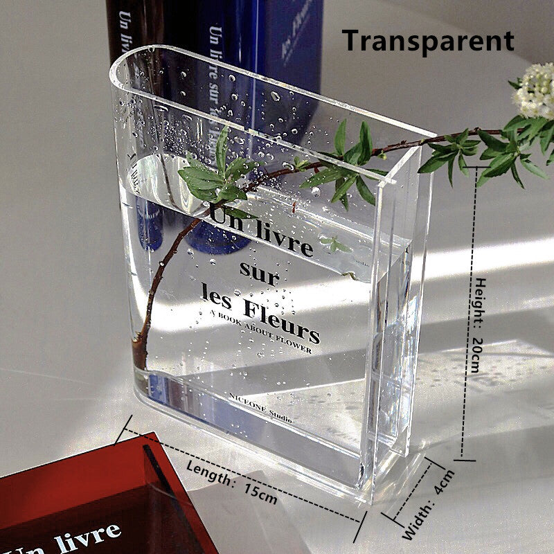 Acrylic Modern Book Vase for Home and Office Decor transparent by HitMyNeed