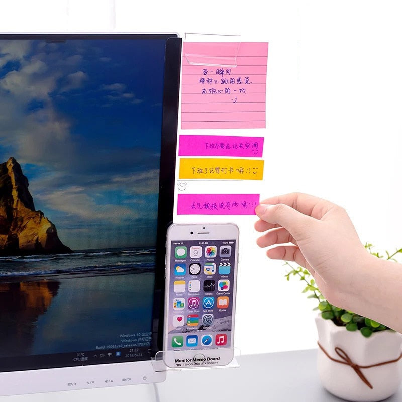 Acrylic Monitor Memo Board with Phone Holder by HitMyNeed