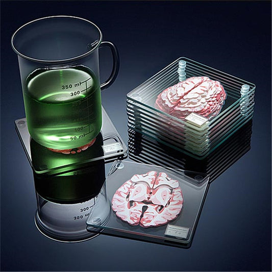 Acrylic Non-Slip Brain Coasters Set of 10 by HitMyNeed
