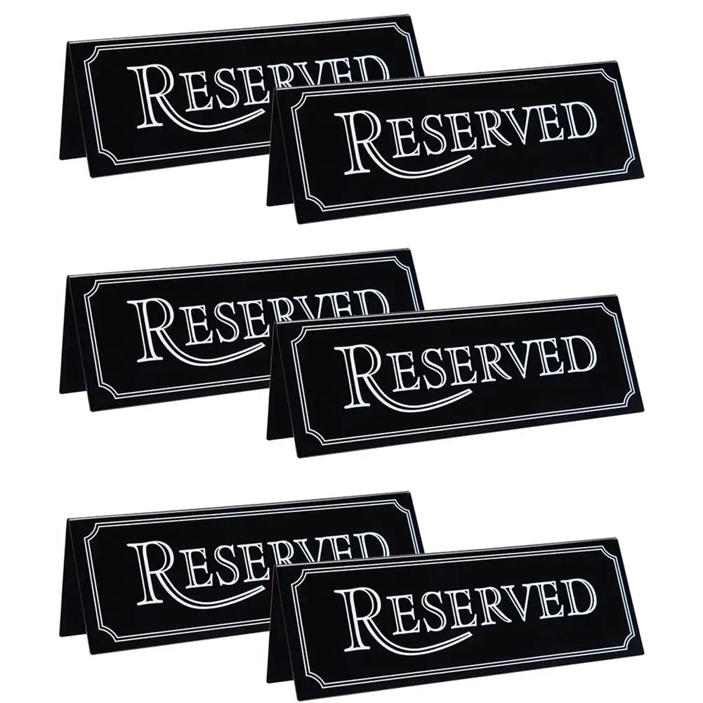 Acrylic Reserved Table Signs, Double-Sided (6 Pack) by HitMyNeed
