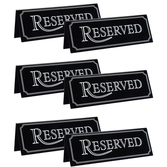 Acrylic Reserved Table Signs, Double-Sided (6 Pack) by HitMyNeed