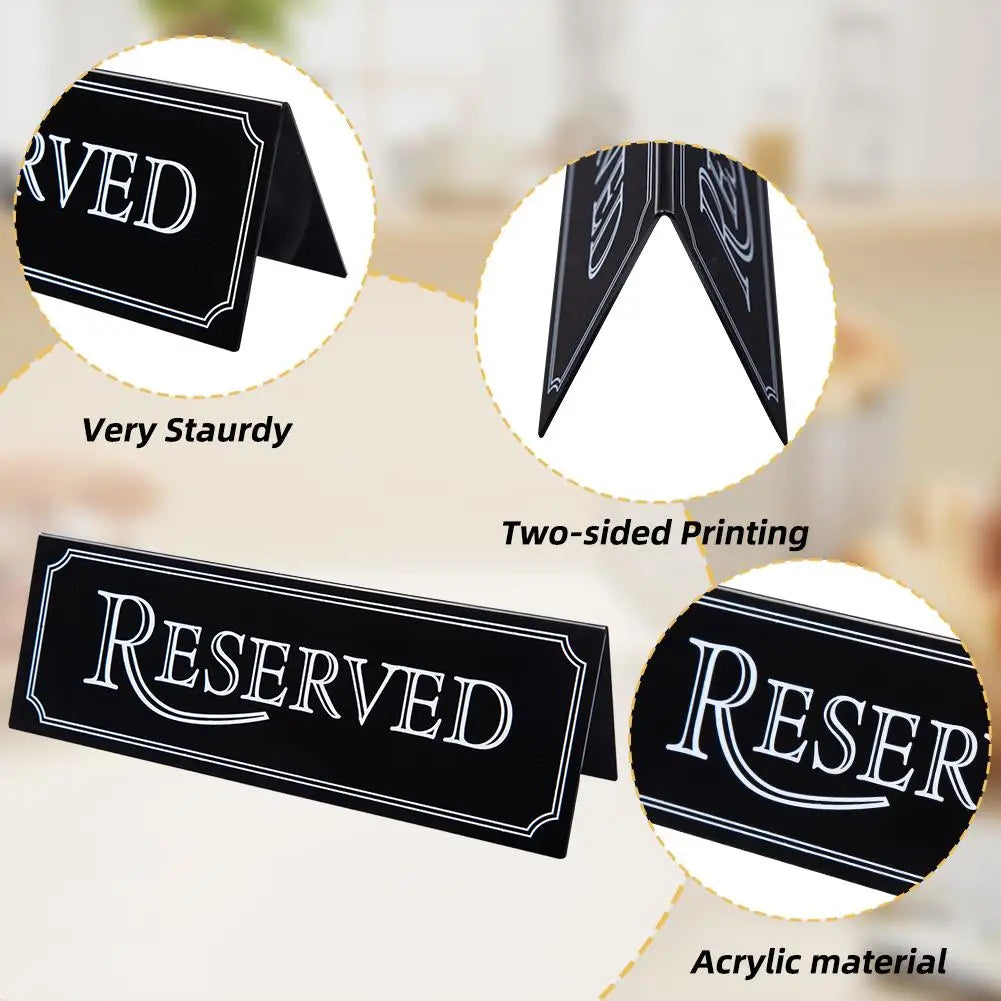 Acrylic Reserved Table Signs, Double-Sided (6 Pack) by HitMyNeed