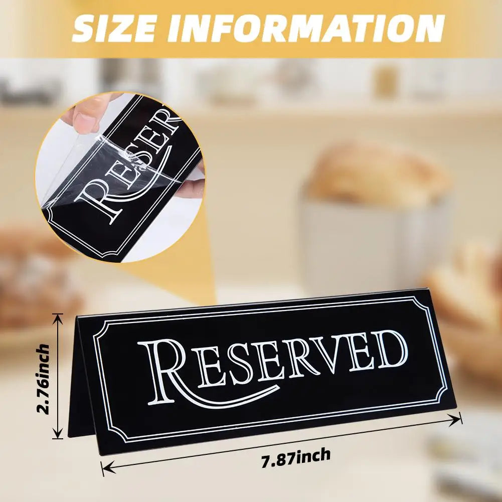 Acrylic Reserved Table Signs, Double-Sided (6 Pack) by HitMyNeed