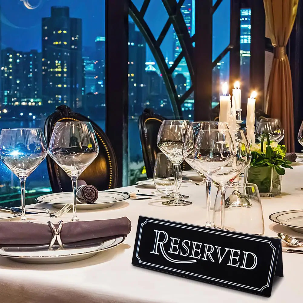 Acrylic Reserved Table Signs, Double-Sided (6 Pack) by HitMyNeed
