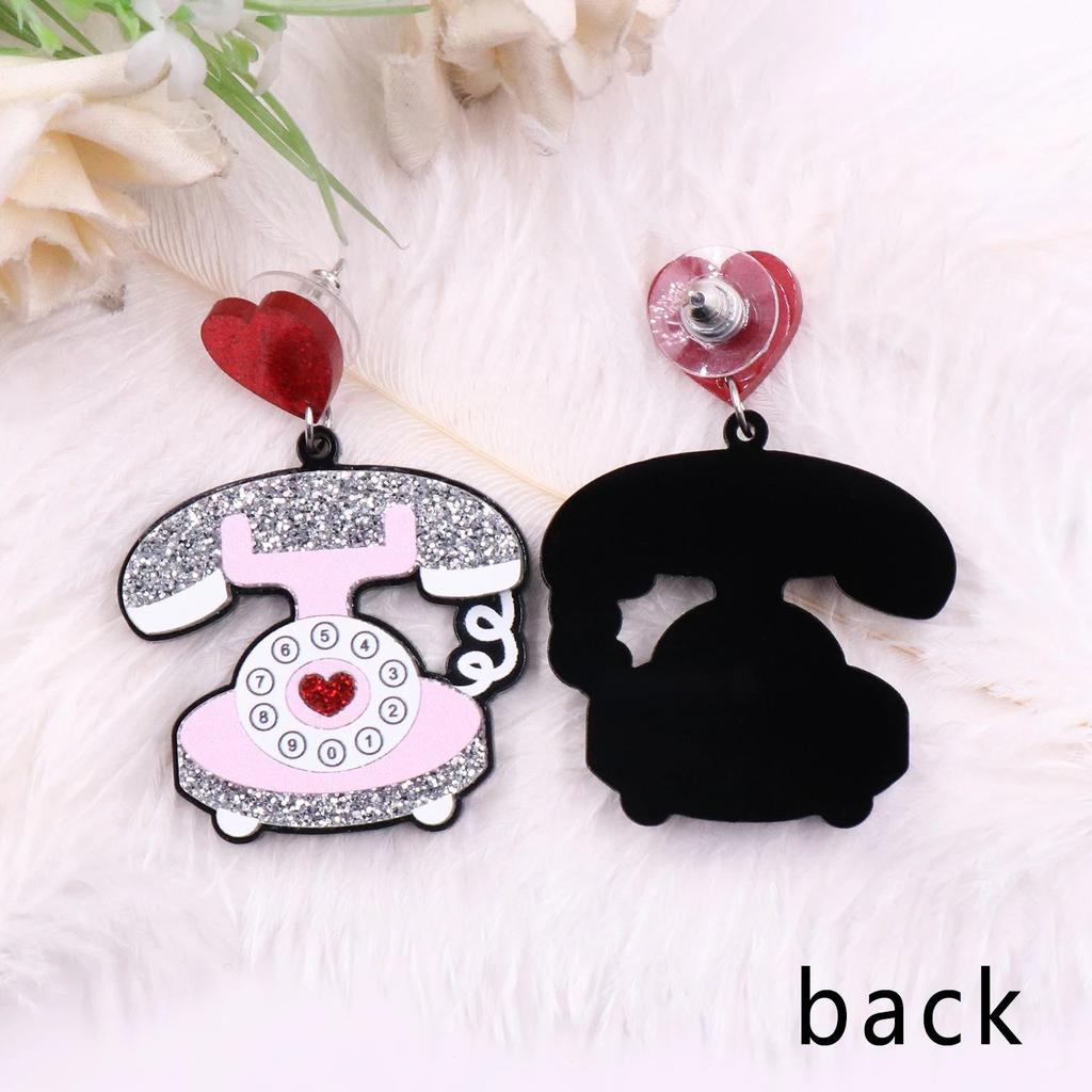 Acrylic Retro Telephone Earrings with Glitter by HitMyNeed