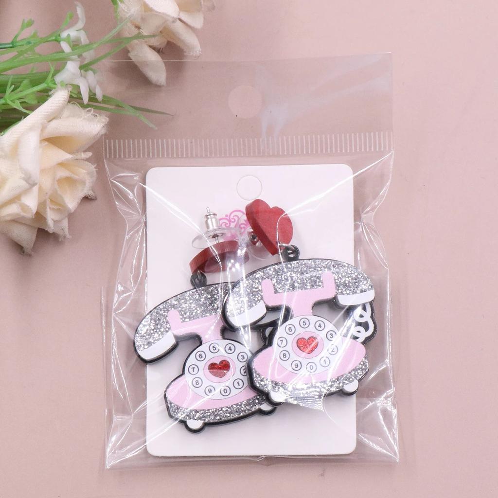 Acrylic Retro Telephone Earrings with Glitter by HitMyNeed