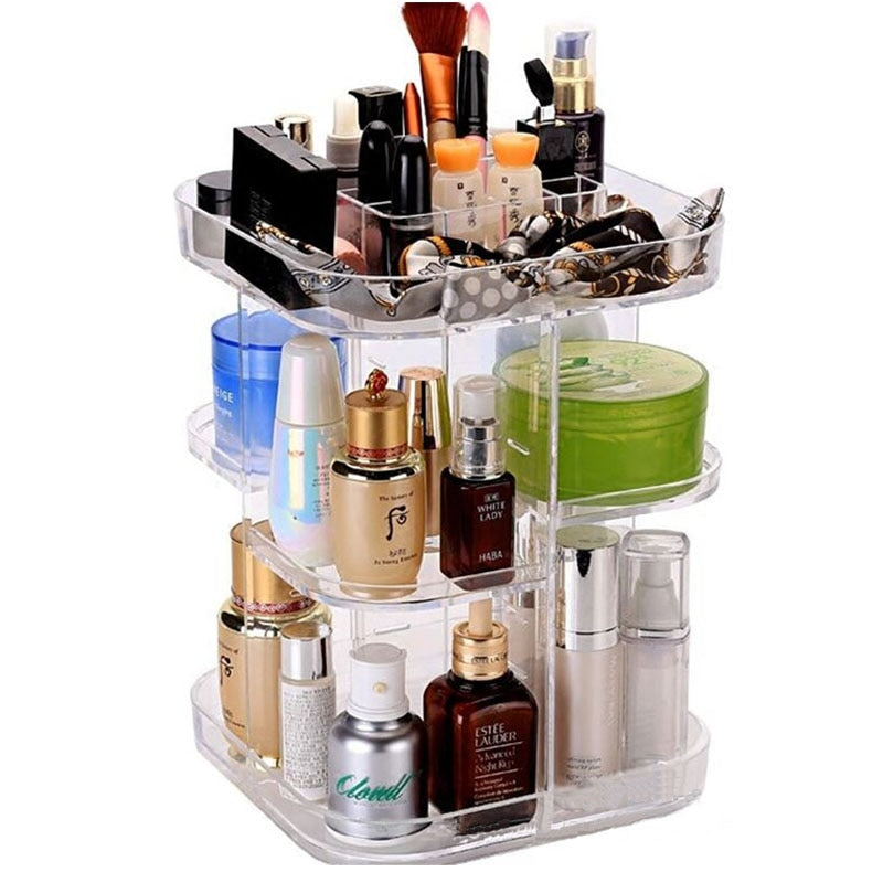 Acrylic Rotating Makeup Organizer Storage Tower by HitMyNeed