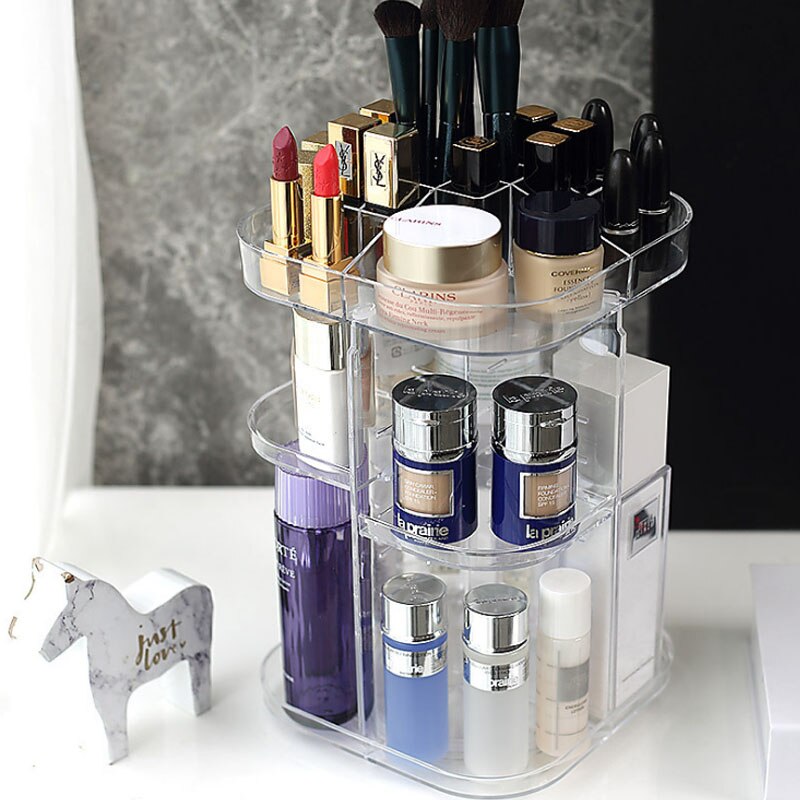 Acrylic Rotating Makeup Organizer Storage Tower by HitMyNeed