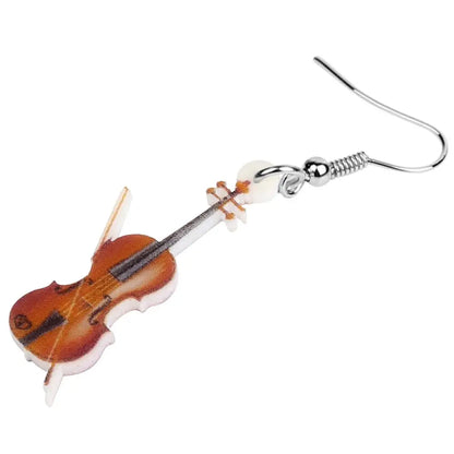 Acrylic Wood Violin Dangle Earrings for Women & Girls by HitMyNeed