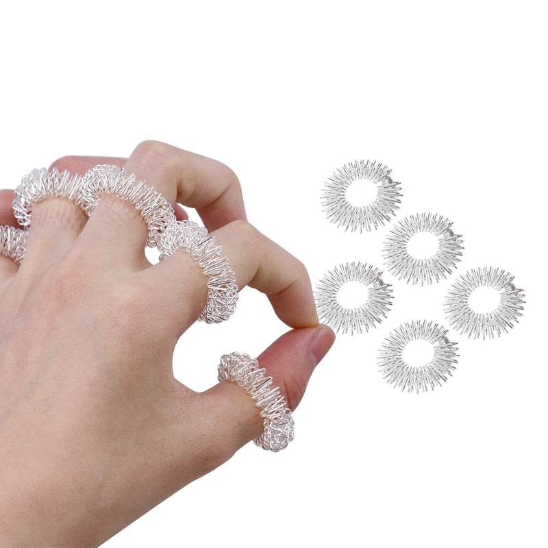 Acupressure Finger Massage Rings Set (10 Pack) by HitMyNeed