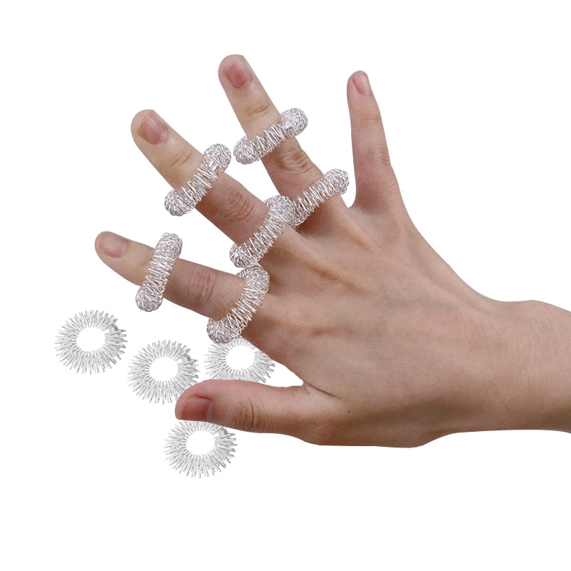 Acupressure Finger Massage Rings Set (10 Pack) by HitMyNeed