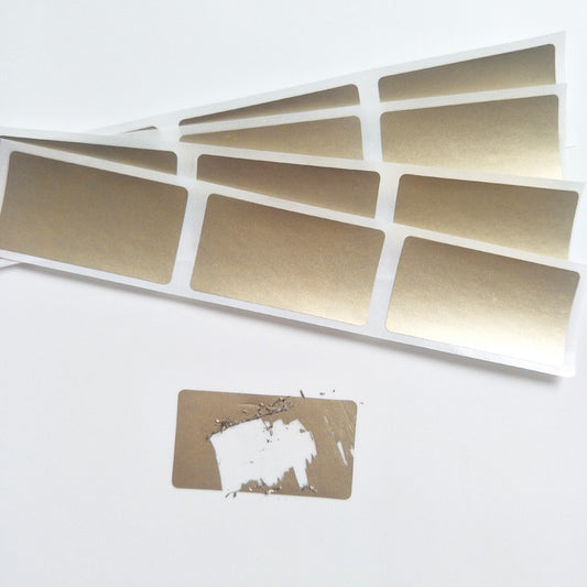 Adhesive Scratch Off Labels 23x42mm (100 Pack) by HitMyNeed