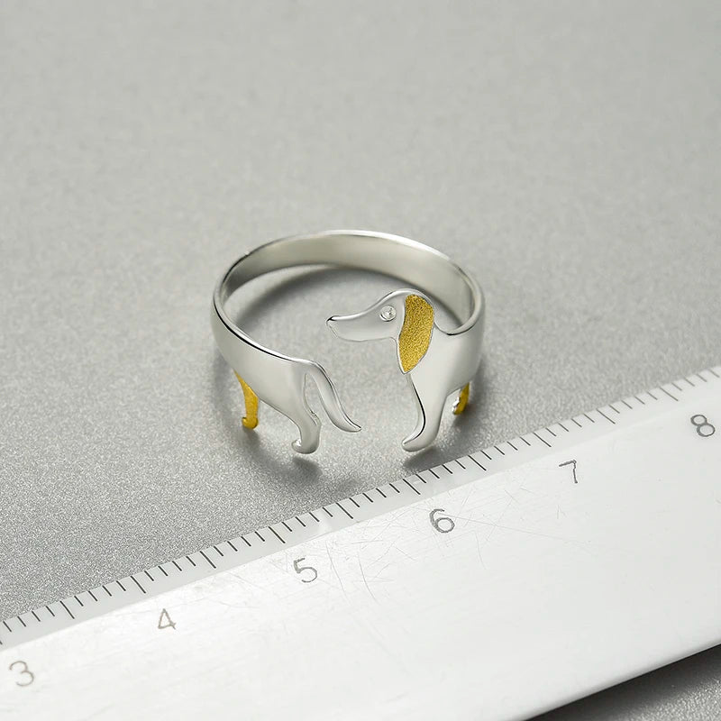 Adjustable 925 Sterling Silver Dachshund Ring by HitMyNeed