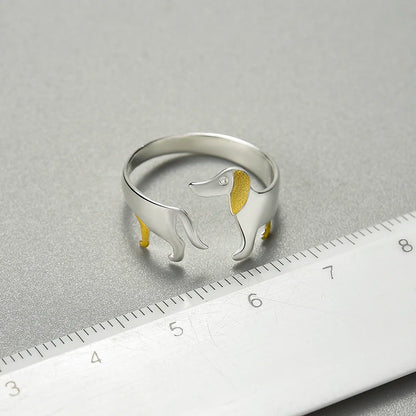 Adjustable 925 Sterling Silver Dachshund Ring by HitMyNeed