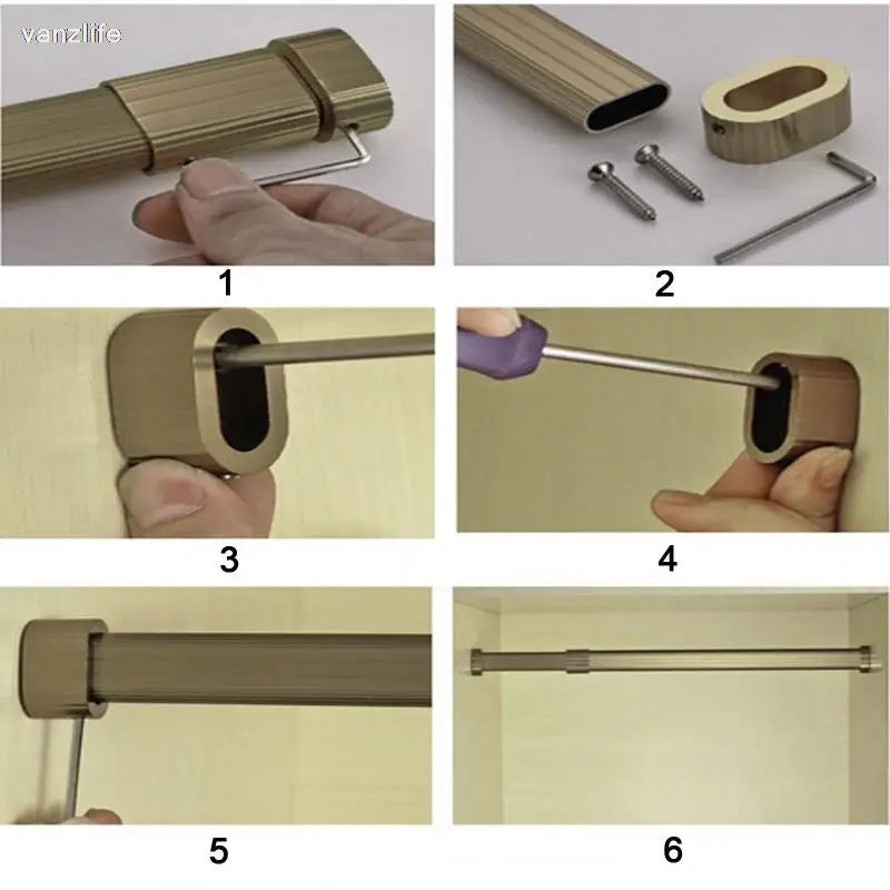 Adjustable Aluminum Closet Hanging Rail with Flanges by HitMyNeed