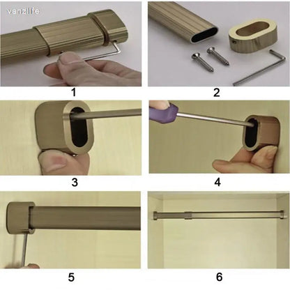 Adjustable Aluminum Closet Hanging Rail with Flanges by HitMyNeed