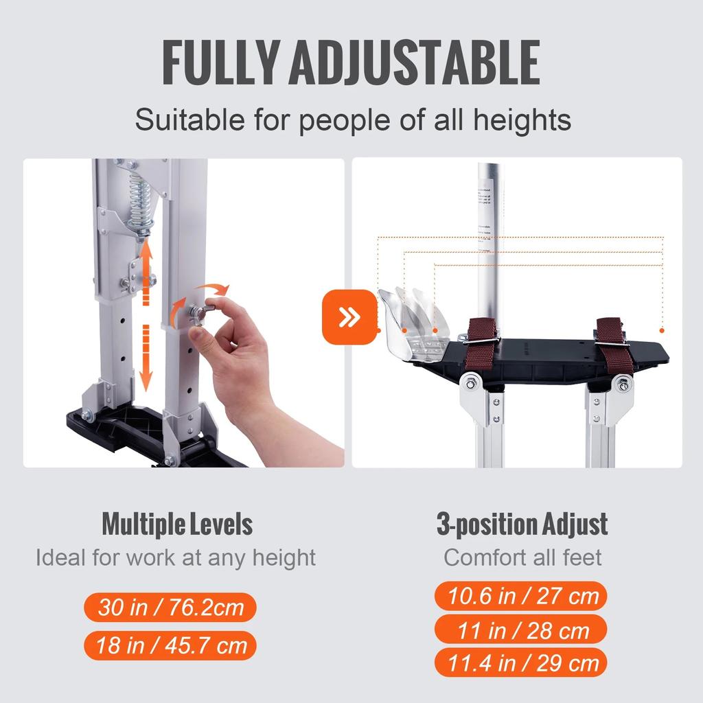 Adjustable Aluminum Drywall Stilts with Knee Pads by HitMyNeed