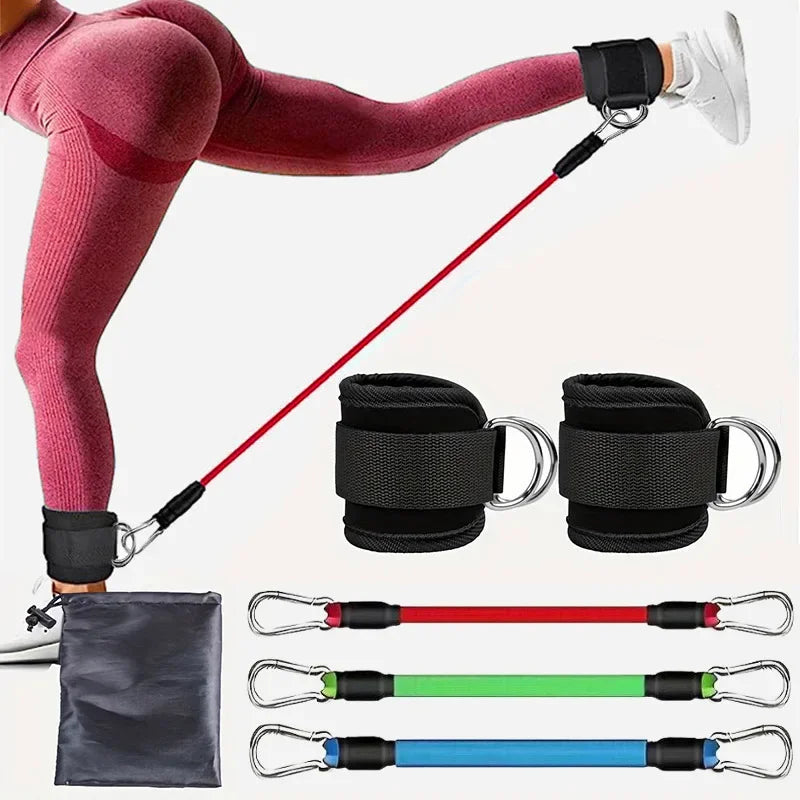 Adjustable Ankle Straps Resistance Bands Set rope-black-set by HitMyNeed