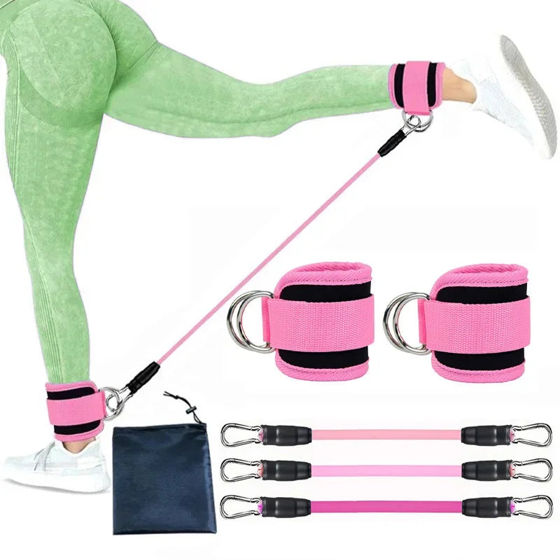 Adjustable Ankle Straps Resistance Bands Set rope-pink-set by HitMyNeed