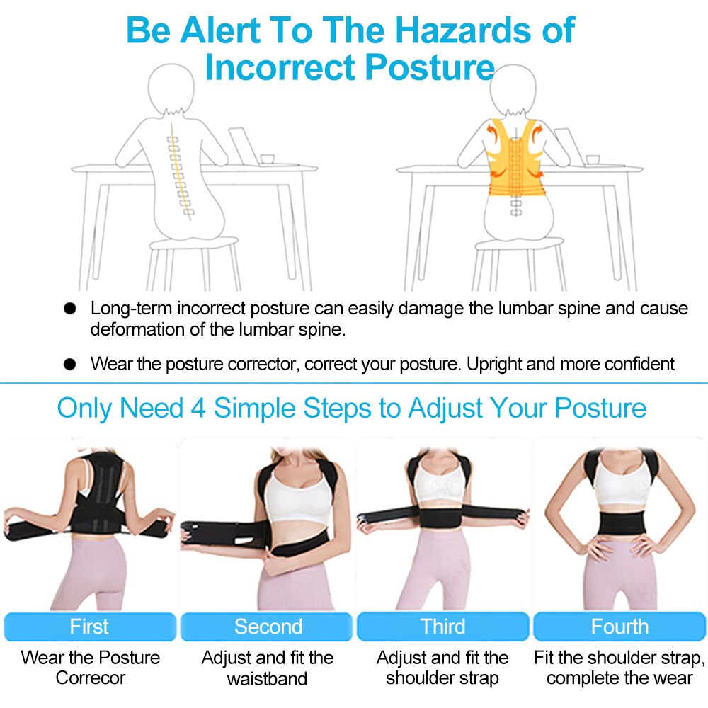 Adjustable Back Posture Corrector Brace for Adults l by HitMyNeed