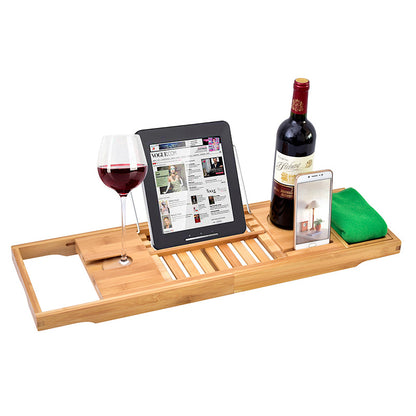 Adjustable Bamboo Bath Caddy Tray Organizer by HitMyNeed