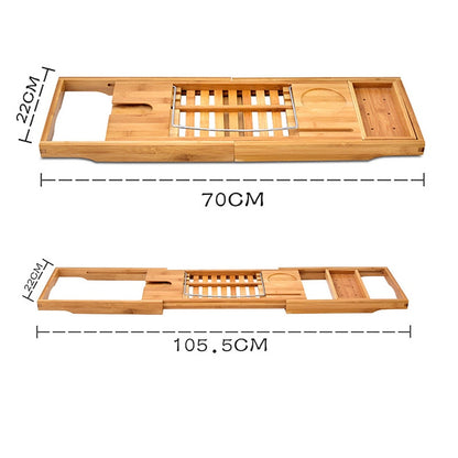 Adjustable Bamboo Bath Caddy Tray Organizer by HitMyNeed