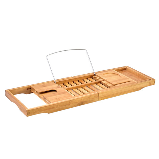 Adjustable Bamboo Bathtub Caddy Tray Shelf by HitMyNeed