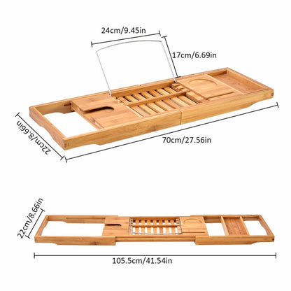 Adjustable Bamboo Bathtub Caddy Tray Shelf by HitMyNeed