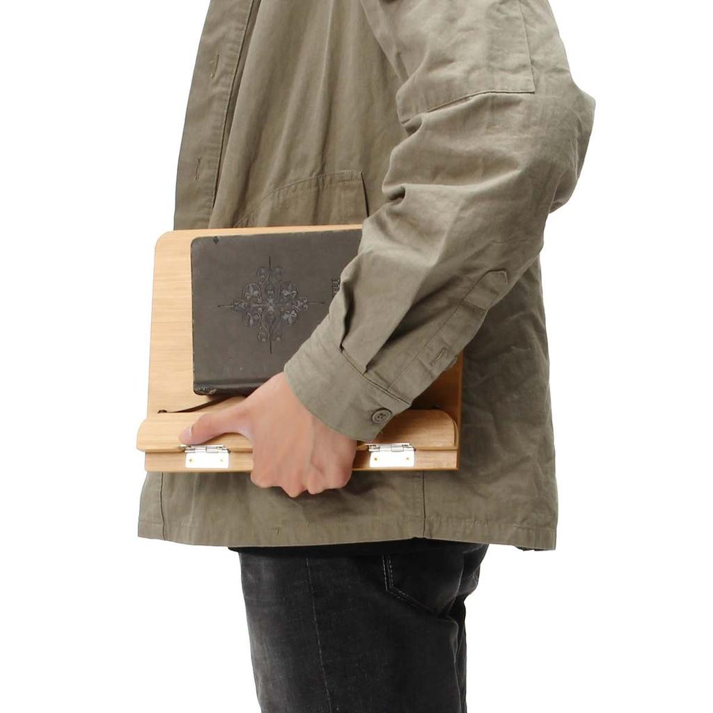 Adjustable Bamboo Book Stand for Books & Tablets by HitMyNeed