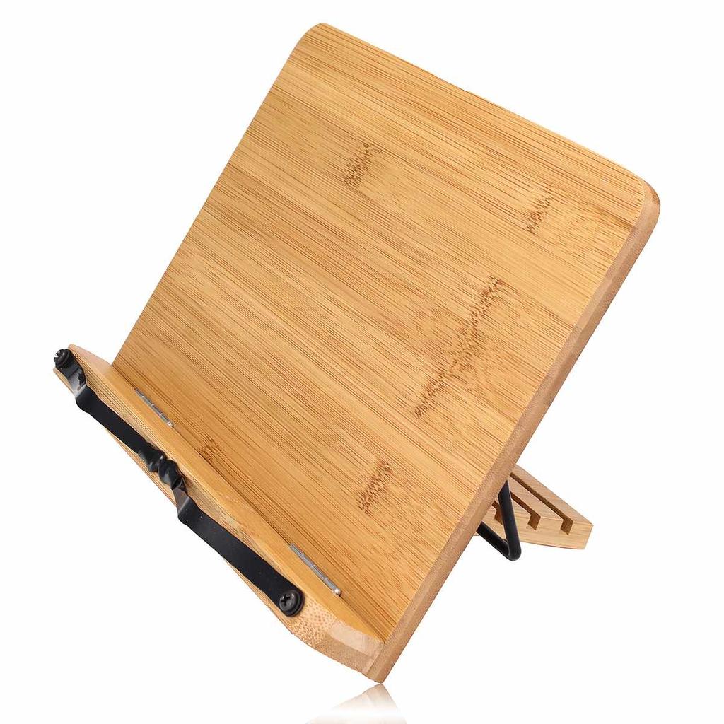 Adjustable Bamboo Book Stand for Books & Tablets by HitMyNeed