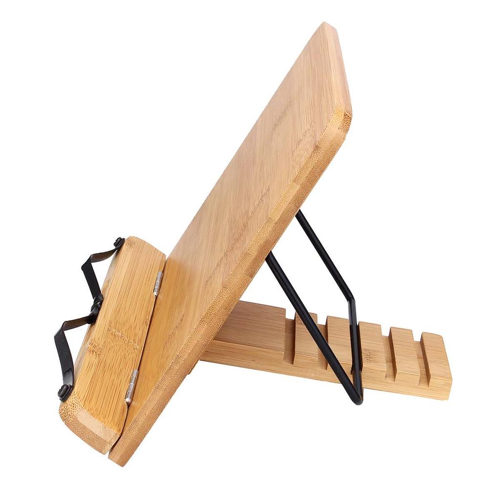 Adjustable Bamboo Book Stand for Books & Tablets by HitMyNeed