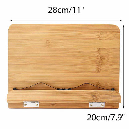 Adjustable Bamboo Book Stand for Books & Tablets by HitMyNeed