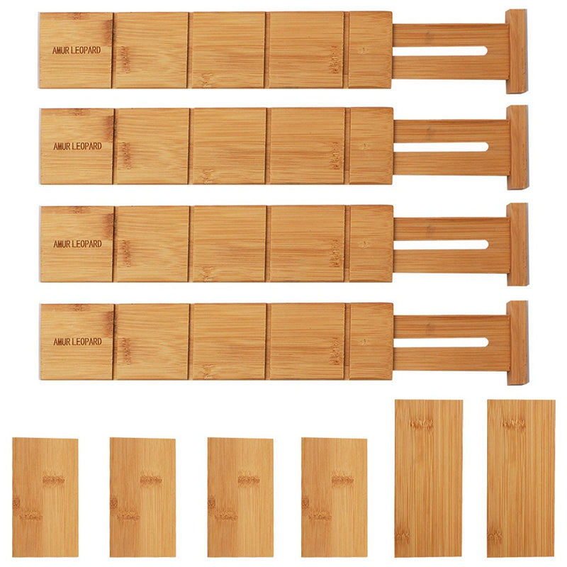 Adjustable Bamboo Drawer Dividers Set (4 Pack) by HitMyNeed