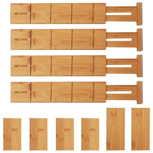Adjustable Bamboo Drawer Dividers Set (4 Pack) by HitMyNeed
