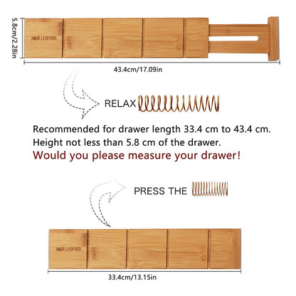 Adjustable Bamboo Drawer Dividers Set (4 Pack) by HitMyNeed