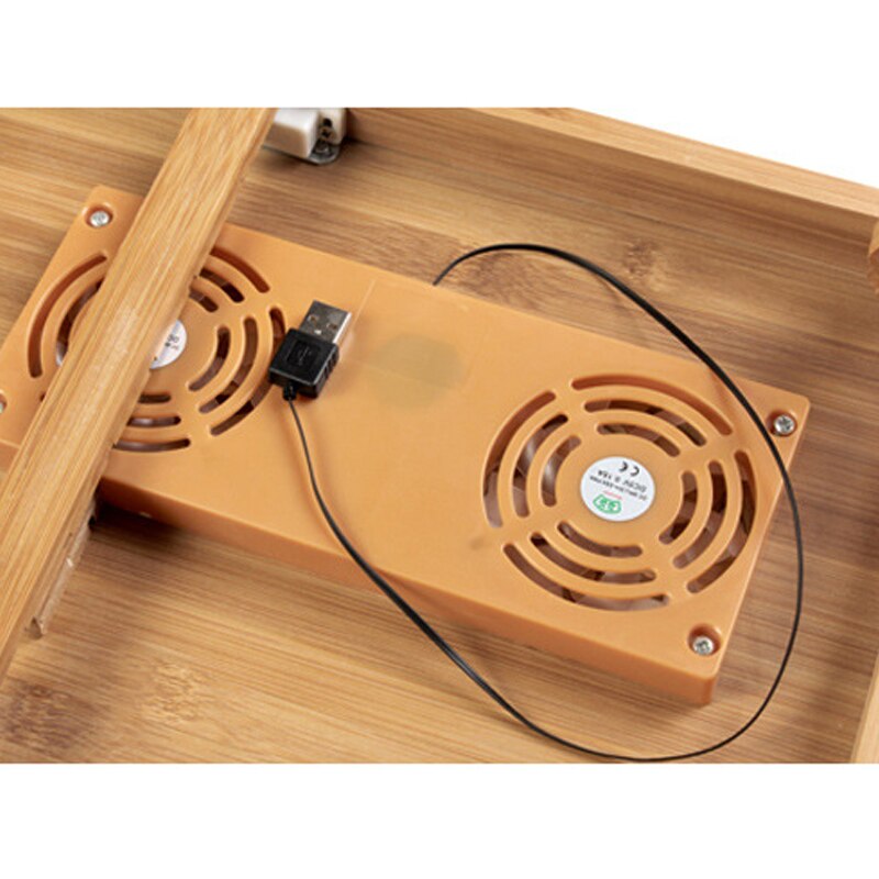 Adjustable Bamboo Laptop Bed Table with Cooling Fans by HitMyNeed