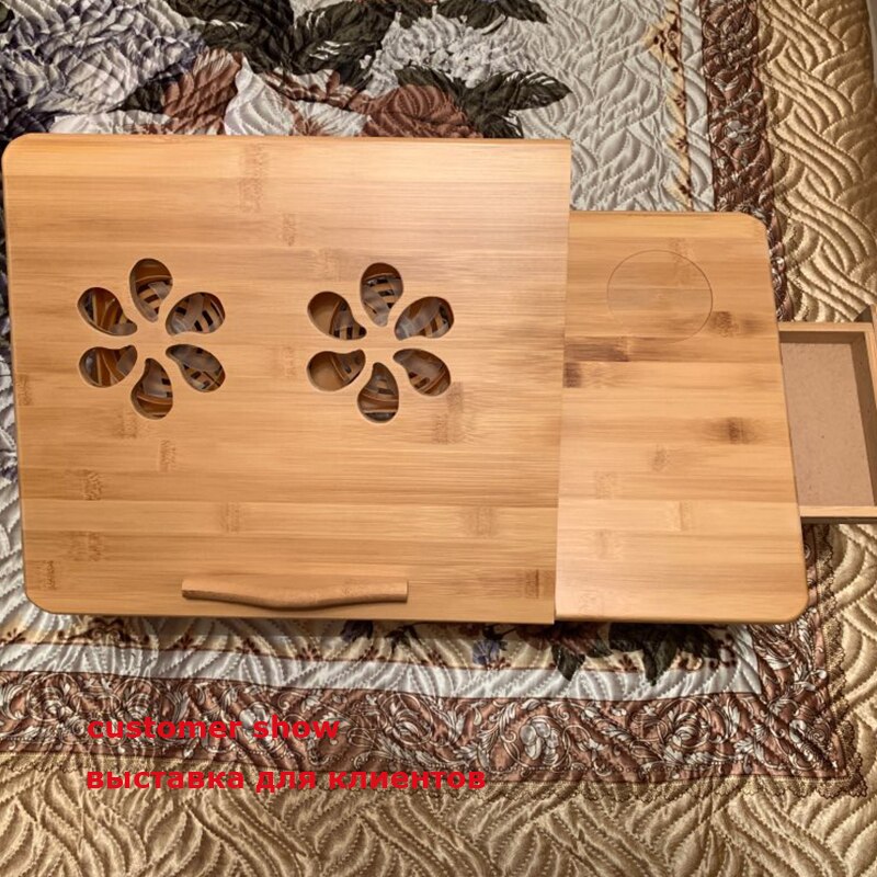 Adjustable Bamboo Laptop Bed Table with Cooling Fans by HitMyNeed