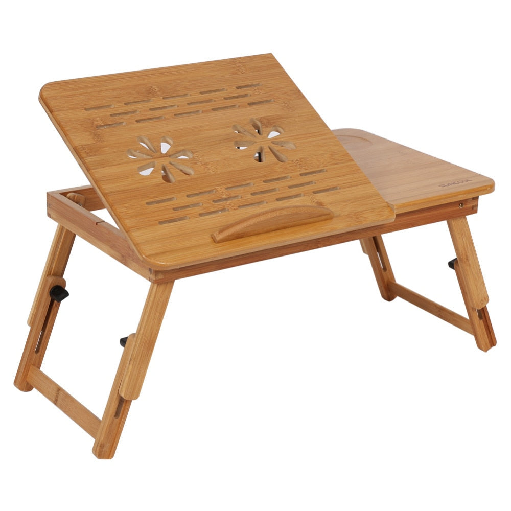 Adjustable Bamboo Laptop Lap Desk with Foldable Legs by HitMyNeed