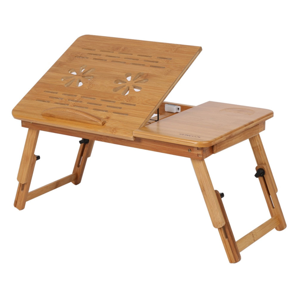Adjustable Bamboo Laptop Lap Desk with Foldable Legs by HitMyNeed